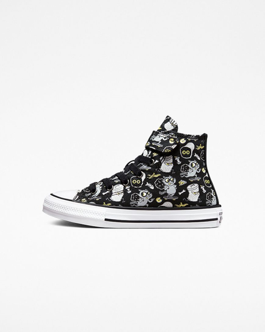 Tenisi Inalti Baieti Converse Chuck Taylor All Star Easy-On Raccoons Negrii Gri | RO 0IAXE042